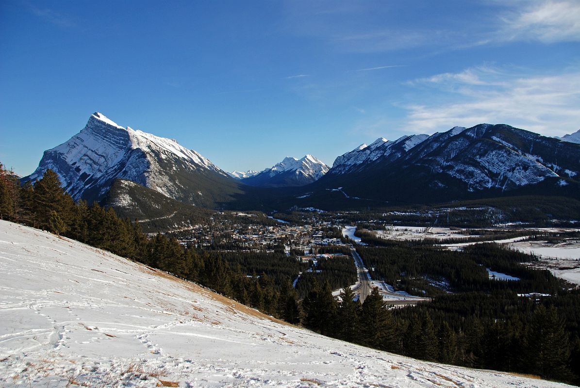 01 Mount Rundle, Banff and Sulphur Mountain From Viewpoint on Mount Norquay Road In Winter